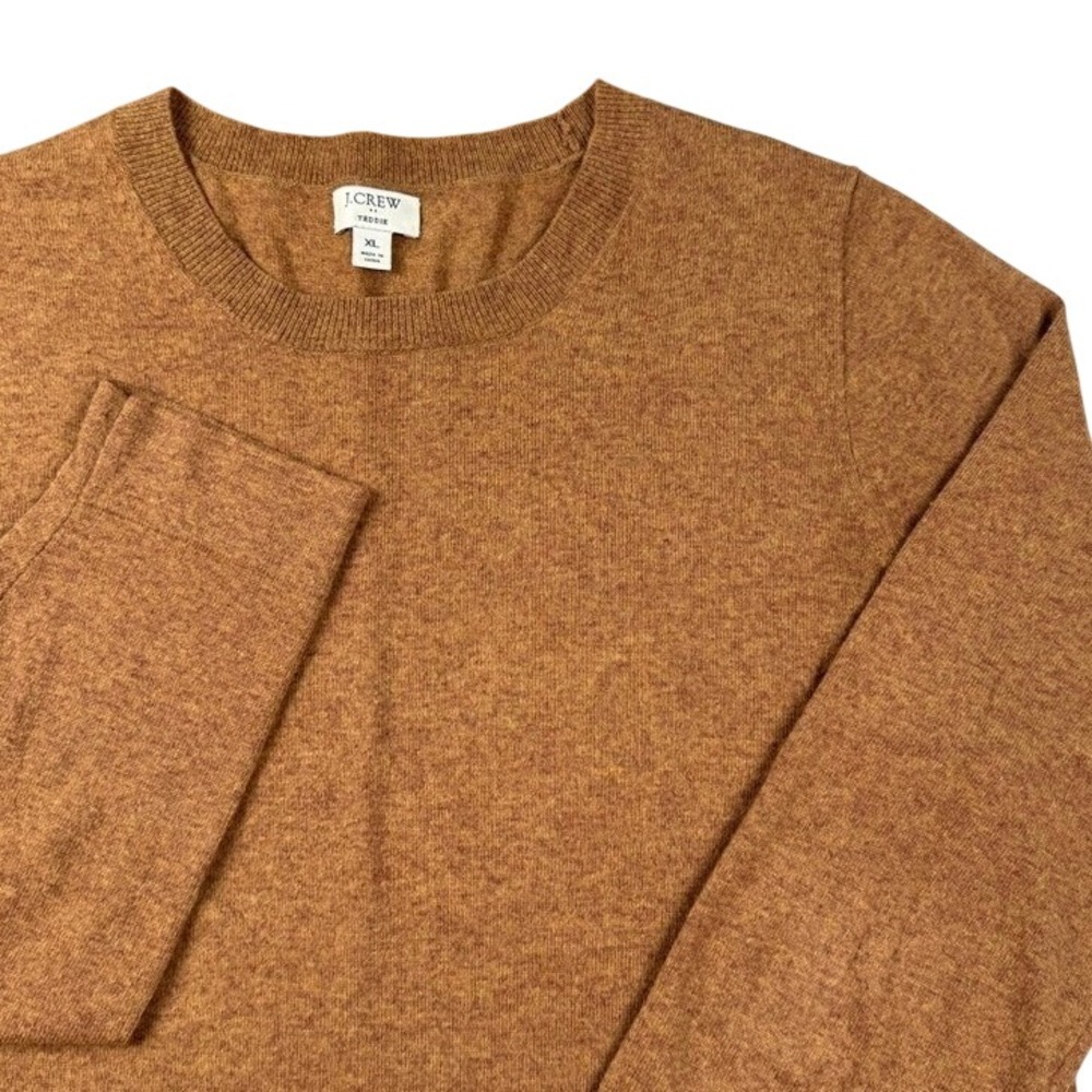 J. Crew Teddie Sweater Camel Brown Heathered Cotton Wool Blend Womens XL